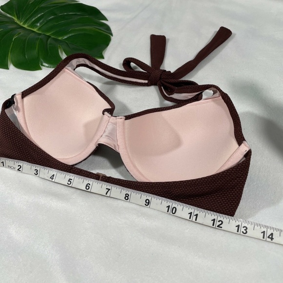 NWT Shade & Shore [ 36B ] Lift Pique Textured Halter Bikini Top Brown‎ - Picture 11 of 12